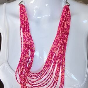 Vibrant Pink Beaded Necklace